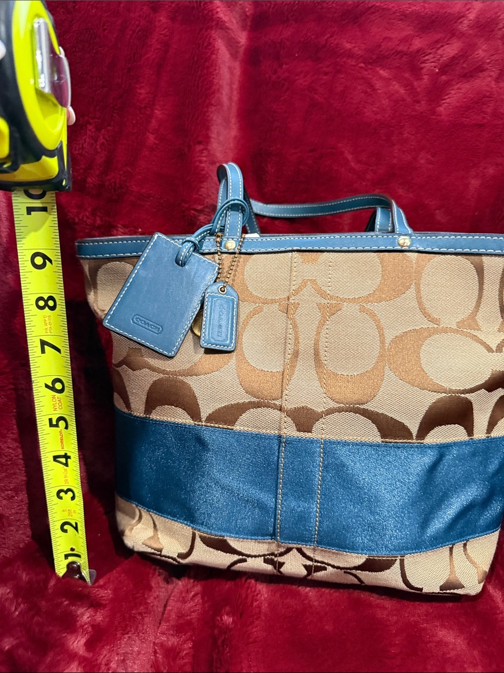 Coach Blue & Khaki Signature Canvas Tote Bag